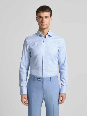 Koszula biznesowa o kroju slim fit z kołnierzykiem typu kent Eterna Błękitny
