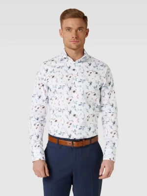 Koszula biznesowa o kroju slim fit z kwiatowym nadrukiem na całej powierzchni Profuomo