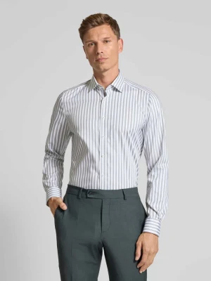 Koszula biznesowa o kroju slim fit z listwą guzikową OLYMP Level 5 Zielony