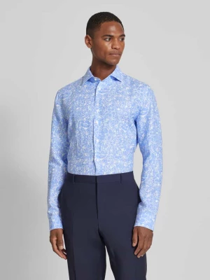 Koszula biznesowa o kroju slim fit z lnu ze wzorem na całej powierzchni seidensticker