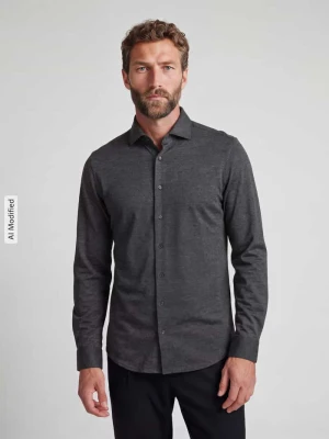 Koszula biznesowa o kroju slim fit z mieszanki bawełny i modalu model 'Light Spread Kent' Seidensticker Antracytowy