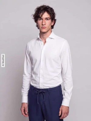 Koszula biznesowa o kroju slim fit z mieszanki bawełny i modalu model 'Light Spread Kent' Seidensticker Biały