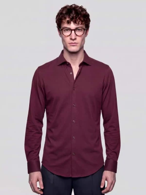 Koszula biznesowa o kroju slim fit z mieszanki bawełny i modalu model 'Light Spread Kent' Seidensticker Bordowy