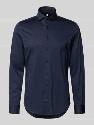 Koszula biznesowa o kroju slim fit z mieszanki bawełny i modalu model 'Light Spread Kent' Seidensticker Ciemnoniebieski