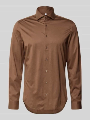 Koszula biznesowa o kroju slim fit z mieszanki bawełny i modalu model 'Light Spread Kent' Seidensticker Średniobrązowy