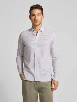 Koszula biznesowa o kroju slim fit z mieszanki lnu i bawełny model 'Roma' FIL NOIR