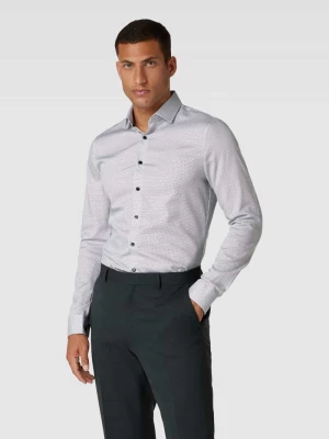 Koszula biznesowa o kroju super slim fit z fakturowanym wzorem OLYMP No. Six