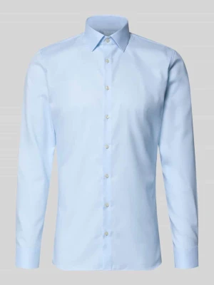 Koszula biznesowa o kroju super slim fit z kołnierzykiem kent i ze wzorem strukturalnym OLYMP No. Six