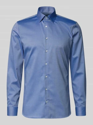 Koszula biznesowa o kroju super slim fit z kołnierzykiem kent i ze wzorem strukturalnym OLYMP No. Six