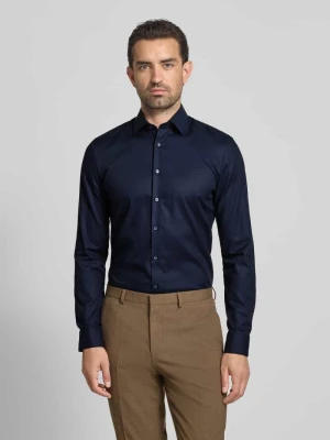 Koszula biznesowa o kroju super slim fit z kołnierzykiem typu kent OLYMP No. Six Granatowy