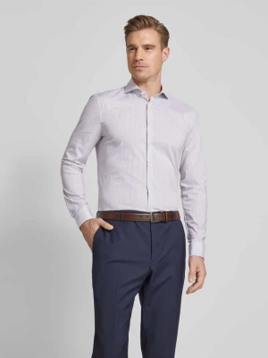 Koszula biznesowa o kroju super slim fit z wzorem w paski OLYMP No. Six