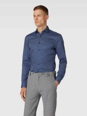 Koszula biznesowa o kroju super slim fit ze wzorem na całej powierzchni model ‘Dobby’ OLYMP No. Six