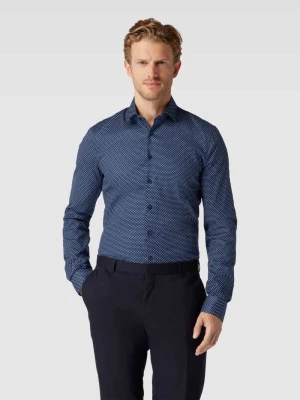Koszula biznesowa o kroju super slim fit ze wzorem na całej powierzchni model ‘Nick’ OLYMP No. Six