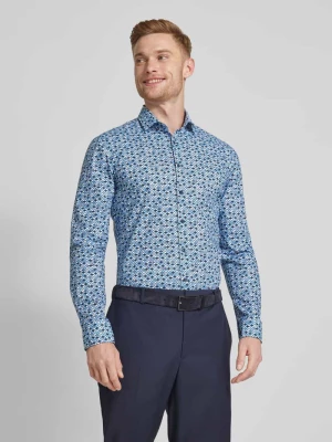 Koszula biznesowa o kroju super slim fit ze wzorem na całej powierzchni OLYMP No. Six
