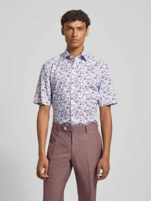 Koszula biznesowa w kroju regular fit z kwiatowym wzorem i kołnierzykiem kent Olymp