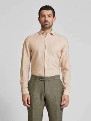 Koszula biznesowa z mieszanki lnu i bawełny w jednolitym kolorze OLYMP Level Five