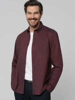 Koszula burgundowa, Slim Fit, K-CEBU Volcano Burgundowy melanż
