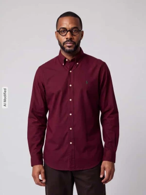 Koszula casualowa o kroju custom fit z mieszanka bawełny Polo Ralph Lauren Bordowy