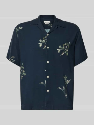 Koszula casualowa o kroju regular fit z czystej wiskozy model 'TERRY' Selected Granatowy