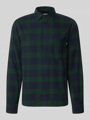 Koszula casualowa o kroju regular fit z flaneli z kołnierzykiem typu kent REVIEW Ciemnozielony