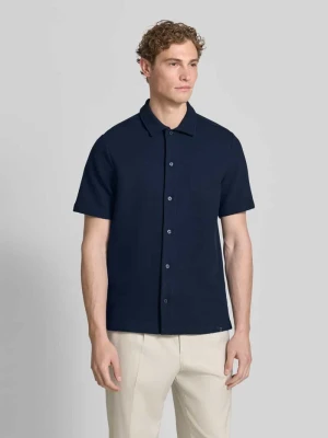 Koszula casualowa o kroju regular fit z kołnierzykiem polo i fakturowanym wzorem Lerros