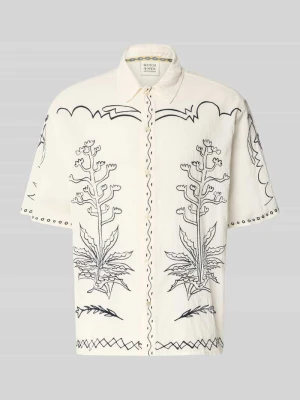 Koszula casualowa o kroju regular fit z kołnierzykiem typu kent i haftami Scotch & Soda Złamany biały