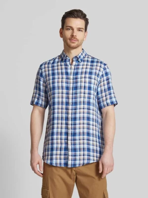 Koszula casualowa o kroju regular fit z lnu z kołnierzykiem typu button down Christian Berg Men