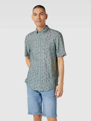 Koszula casualowa o kroju regular fit z lnu ze wzorem na całej powierzchni Christian Berg Men