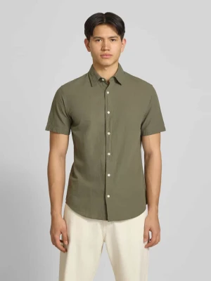 Koszula casualowa o kroju regular fit z mieszanki bawełny i lnu jack & jones