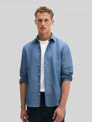 Koszula casualowa o kroju regular fit z mieszanki bawełny i lnu Marc O'Polo Niebieski