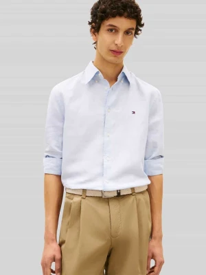 Koszula casualowa o kroju regular fit z mieszanki bawełny i lnu Tommy Hilfiger Błękitny