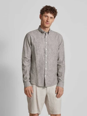 Koszula casualowa o kroju regular fit z mieszanki lnu i bawełny lindbergh