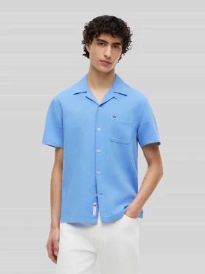 Koszula casualowa o kroju regular fit z mieszanki lnu i bawełny Tommy Jeans Niebieski