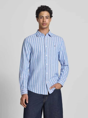 Koszula casualowa o kroju regular fit z mieszanki lnu i bawełny Tommy Jeans Niebieski