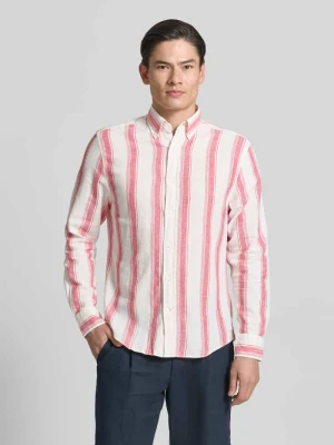 Koszula casualowa o kroju regular fit z mieszanki lnu i bawełny z kołnierzykiem typu kent Gant