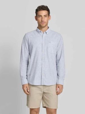 Koszula casualowa o kroju regular fit z mieszanki lnu z kołnierzykiem typu button down camel active