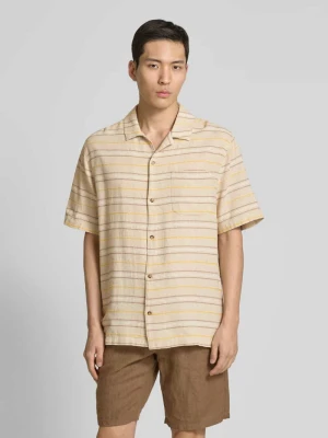 Koszula casualowa o kroju regular fit z mieszanki lnu z wyhaftowanym logo Mazine