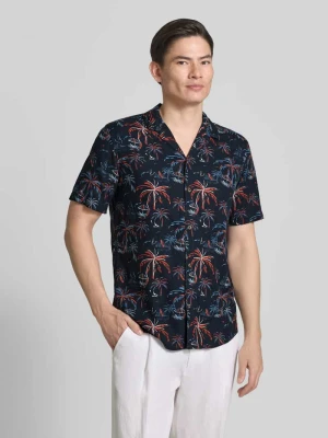 Koszula casualowa o kroju regular fit z mieszanki wiskozy i lnu Tom Tailor Ciemnoniebieski
