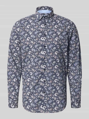 Koszula casualowa o kroju regular fit ze wzorem paisley i kołnierzykiem typu kent Christian Berg Granatowy