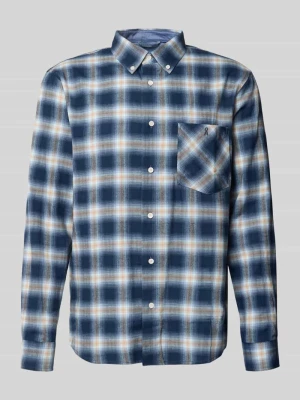 Koszula casualowa o kroju relaxed fit z czystej bawełny model 'COTTON CHECK LONGSLEEVE' ARMEDANGELS Granatowy