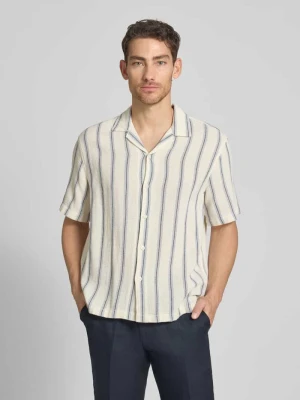 Koszula casualowa o kroju relaxed fit z czystej bawełny model 'RLXCAL' Selected Złamany biały