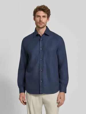 Koszula casualowa o kroju relaxed fit z mieszanki bawełny i lyocellu model 'OWEN' Boss Granatowy