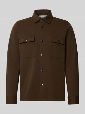 Koszula casualowa o kroju relaxed fit z mieszanki bawełny model 'JACKIE' Selected Czekoladowy