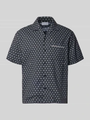 Koszula casualowa o kroju relaxed fit z mieszanki bawełny model 'Tennisco' Lacoste Granatowy