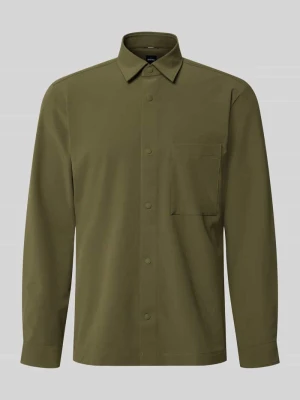 Koszula casualowa o kroju relaxed fit z naszywką z logo model 'P-LEO-K-P-263' Boss Oliwkowy