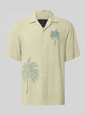 Koszula casualowa o kroju relaxed fit z wiskozy z haftami Jack&Jones Limonkowy