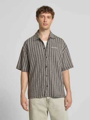 Koszula casualowa o kroju relaxed fit z wyhaftowanym logo model 'Forno' Pegador Antracytowy melanż