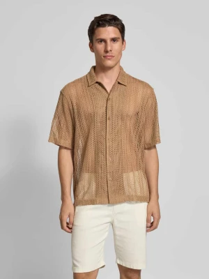 Koszula casualowa o kroju relaxed fit ze wzorem pointelle WOODBIRD