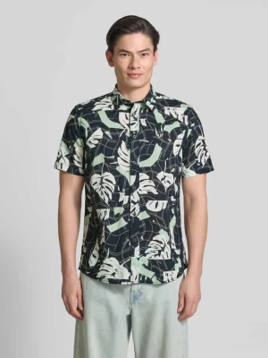Koszula casualowa o kroju slim fit we wzorze na całej powierzchni z kołnierzykiem typu kent PME Legend
