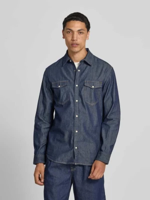 Koszula casualowa o kroju slim fit z kołnierzykiem typu kent model ‘ESHERIDAN’ Jack&Jones Ciemnoniebieski